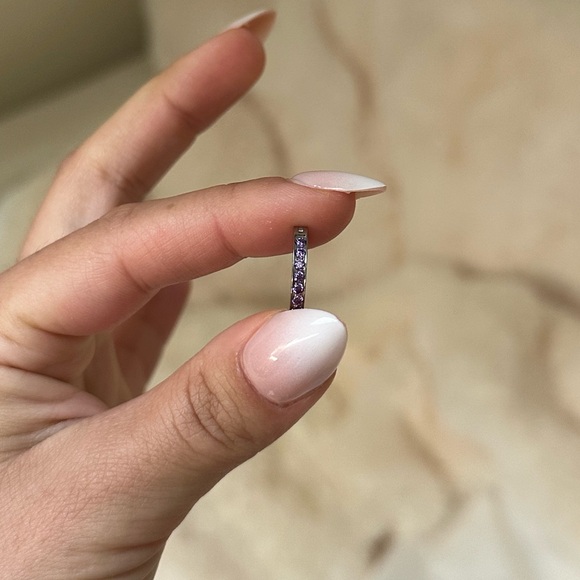 BRAND NEW purple gemstone silver titanium clicker belly button ring - Picture 2 of 6